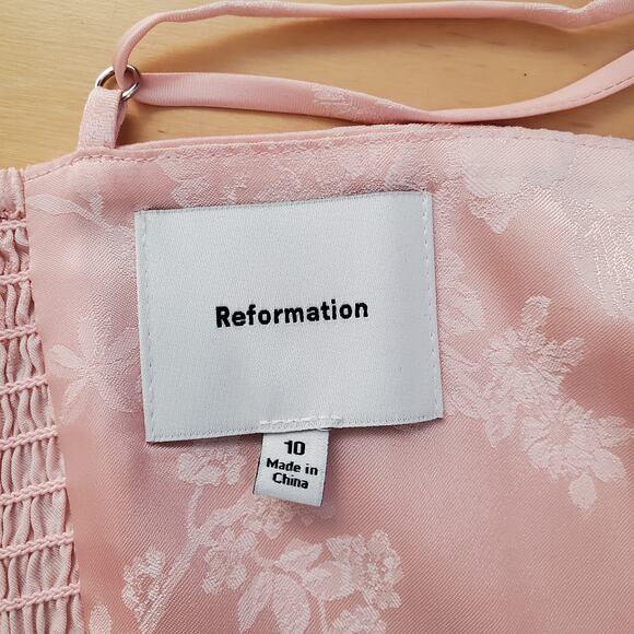 Reformation Frankie Floral Jacquard Satin Slip Maxi Dress Light Pink Size 10 - Picture 12 of 15